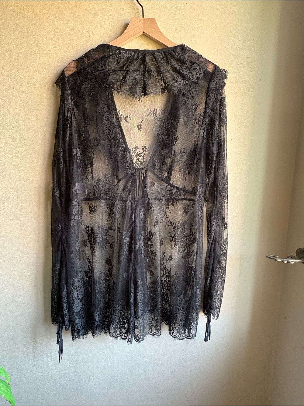 Free People x Brenda Knight Black Lace Blouse - Picture 2 of 3